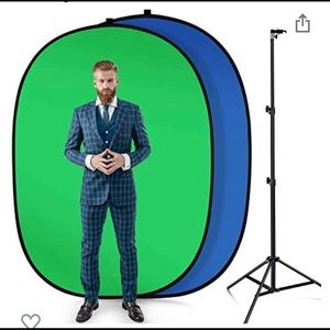 Blue and Green 2-in-1 Green Screen Backdrop Stand